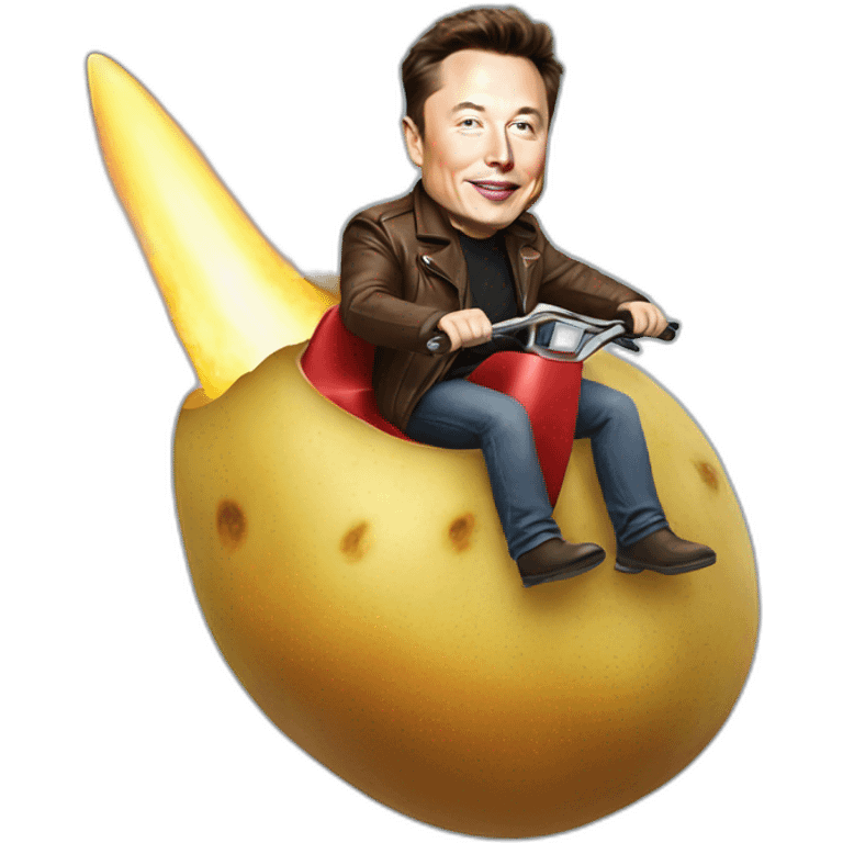 Elon musk riding a potato rocket emoji