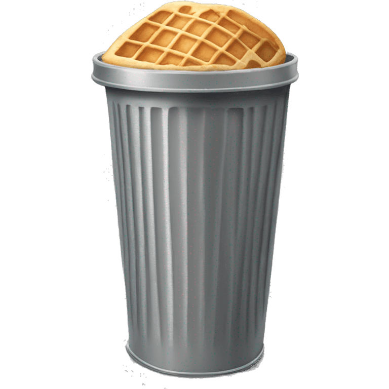 ice cream waffle cone in a grey trash can emoji