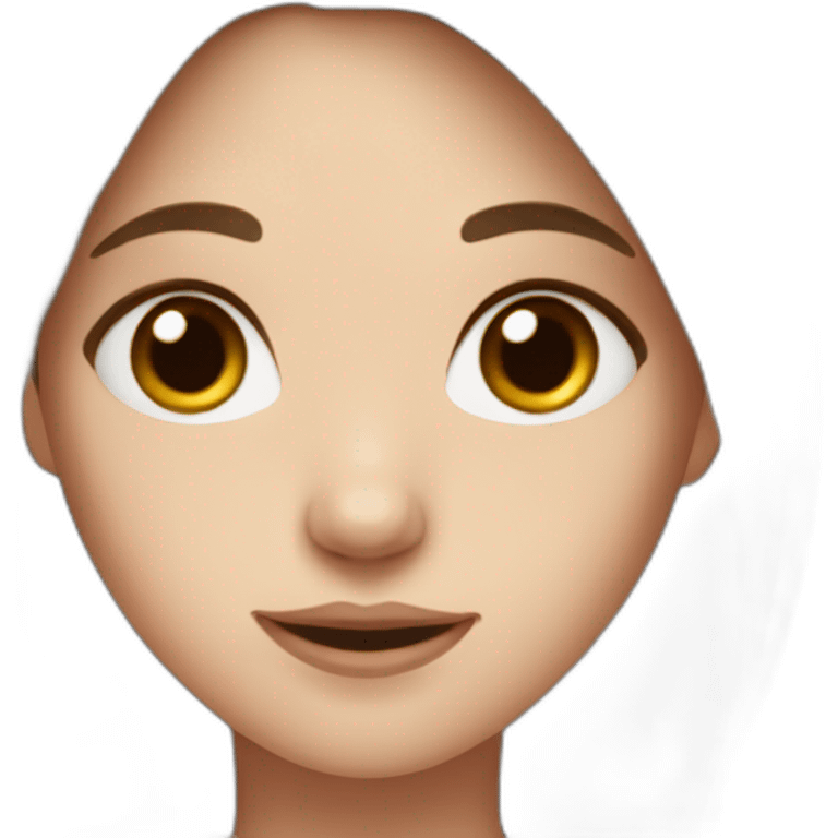 a girl with blue eyes and brown hair, French emoji