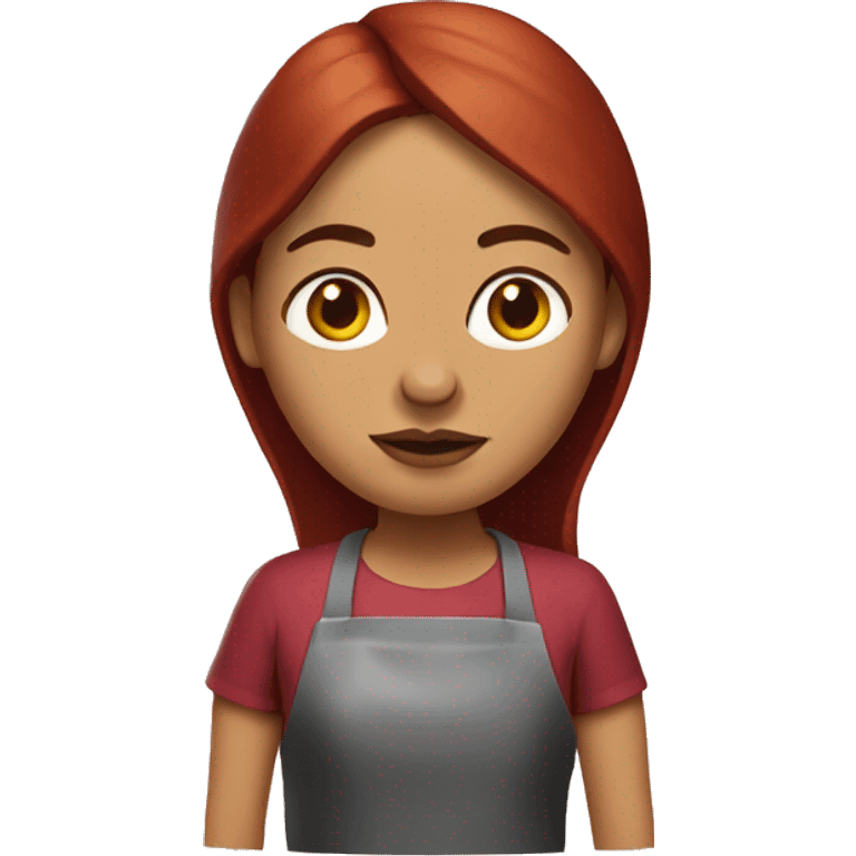 Dark straight Red Hair Mexican woman cooking birria emoji