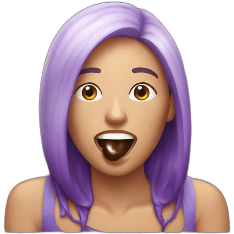 woman drooling over an eggplant emoji