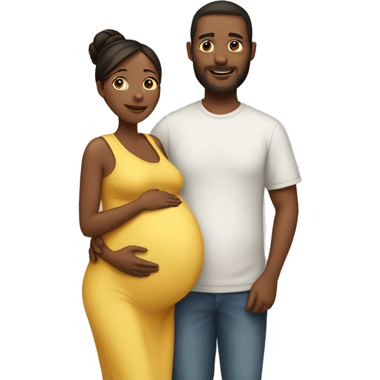 A pregnant woman with her husband  emoji