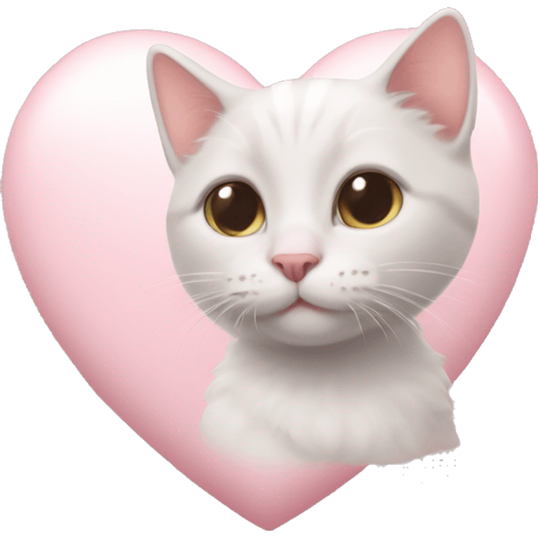 Pastel pink heart with a little kitty  emoji