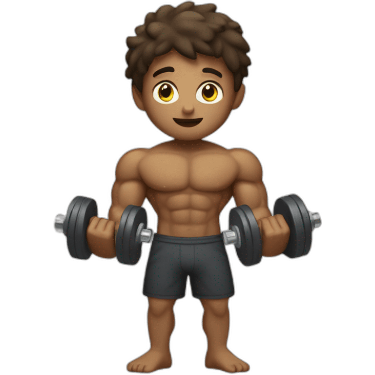 Muscular boy with a dumbell  emoji