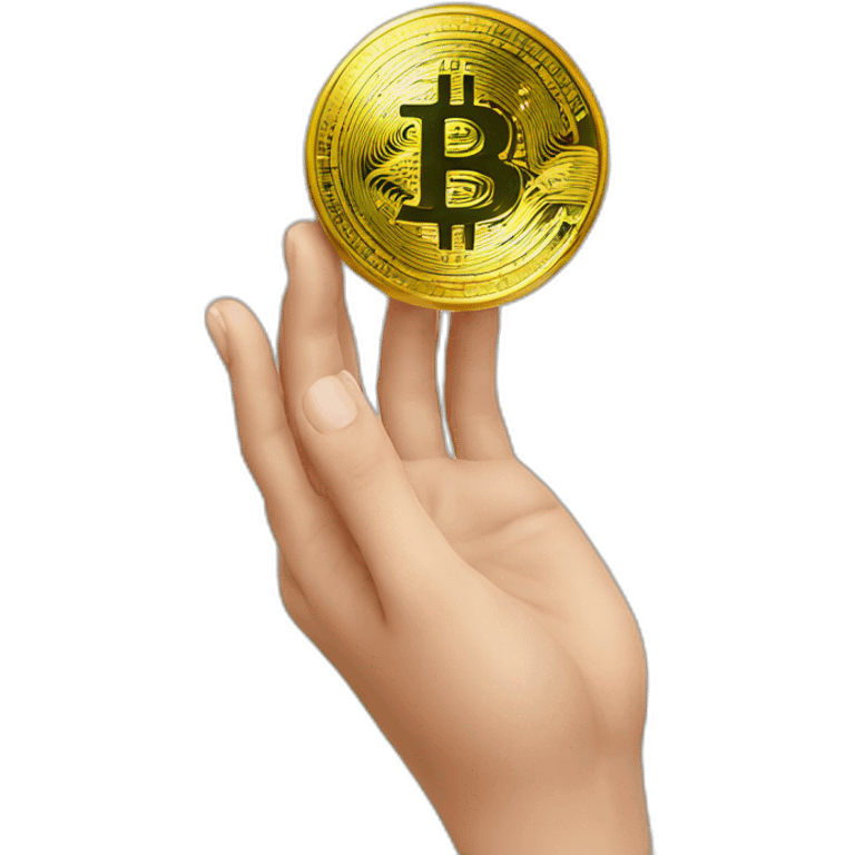 bitcoin coin on hands emoji