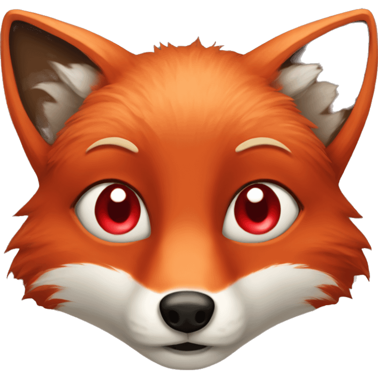 deep lush red fox face with tiny red heart instead of eyes emoji