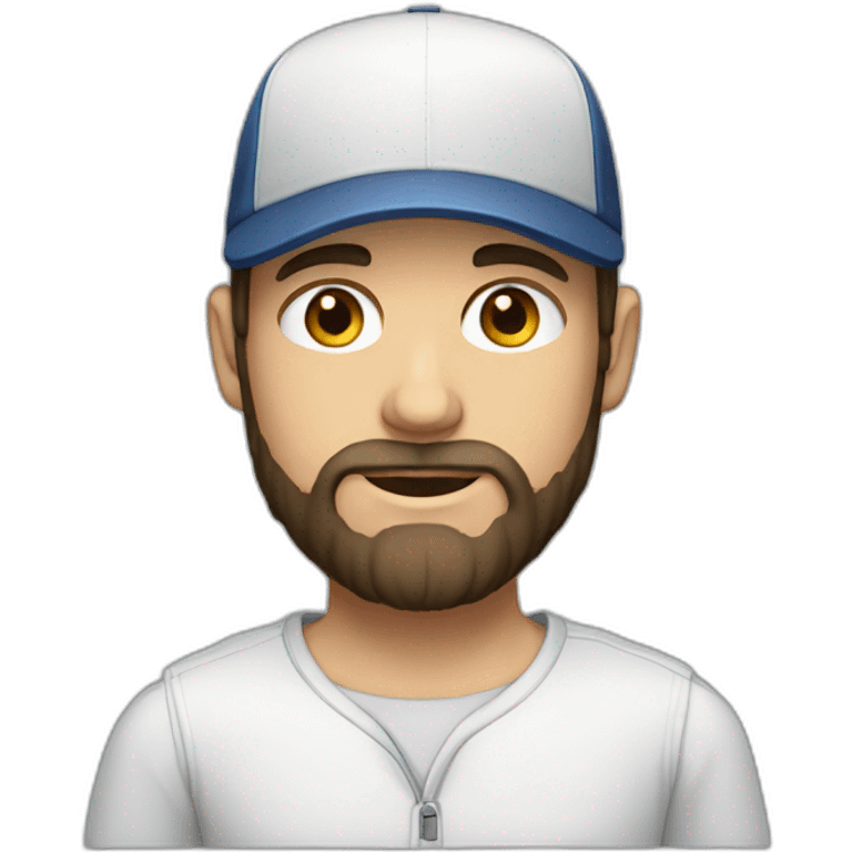 young dark-haired white man with a cap and beard emoji