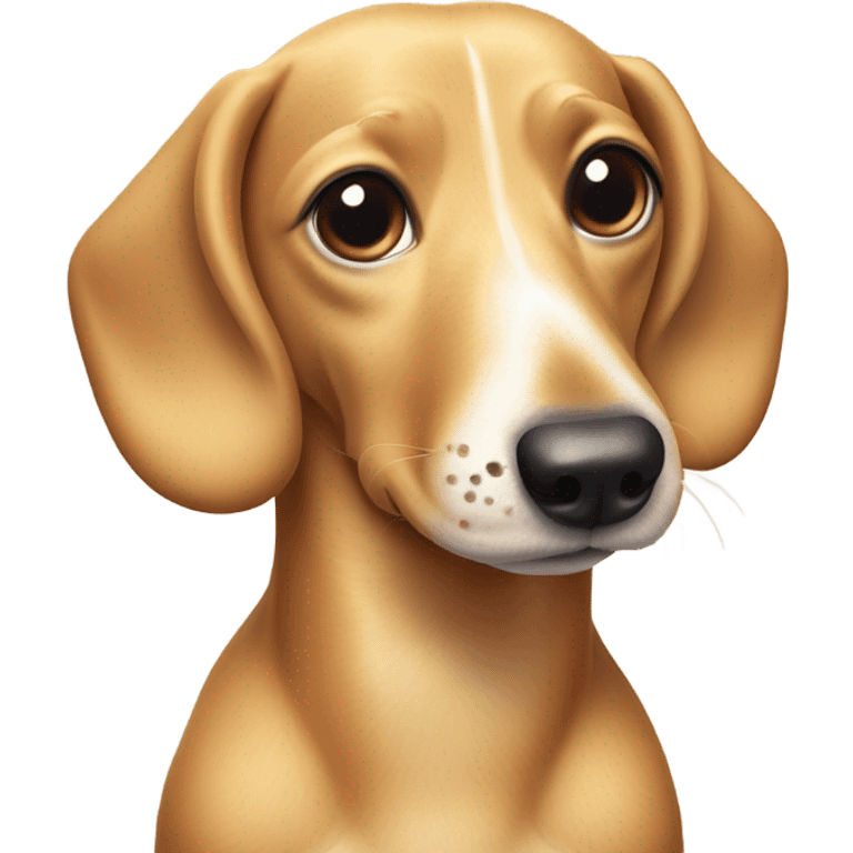 Light blonde weiner dog with white patch of freckles on chest emoji