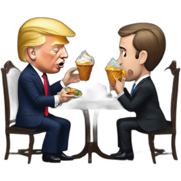 Emmanuel Macron eats a Donald trump ice emoji