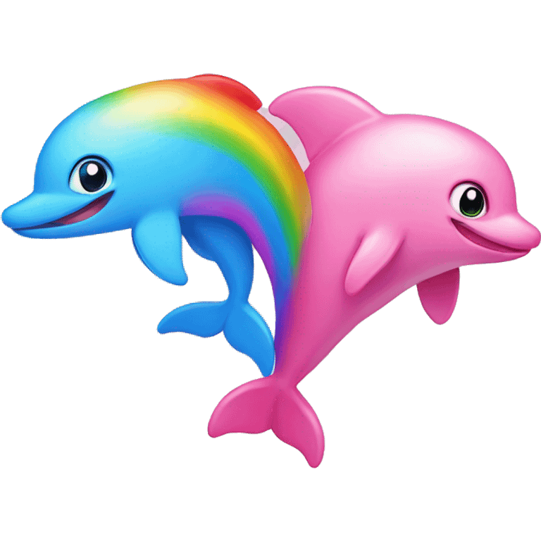 Rainbow dolphin and a pink cat emoji