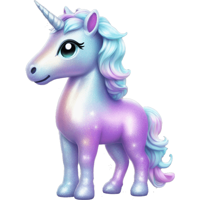 Sparkly glossy Pastel iridescent glass unicorn full body emoji