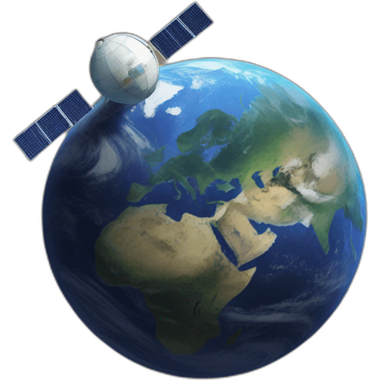 Earth with satellite in orbit emoji