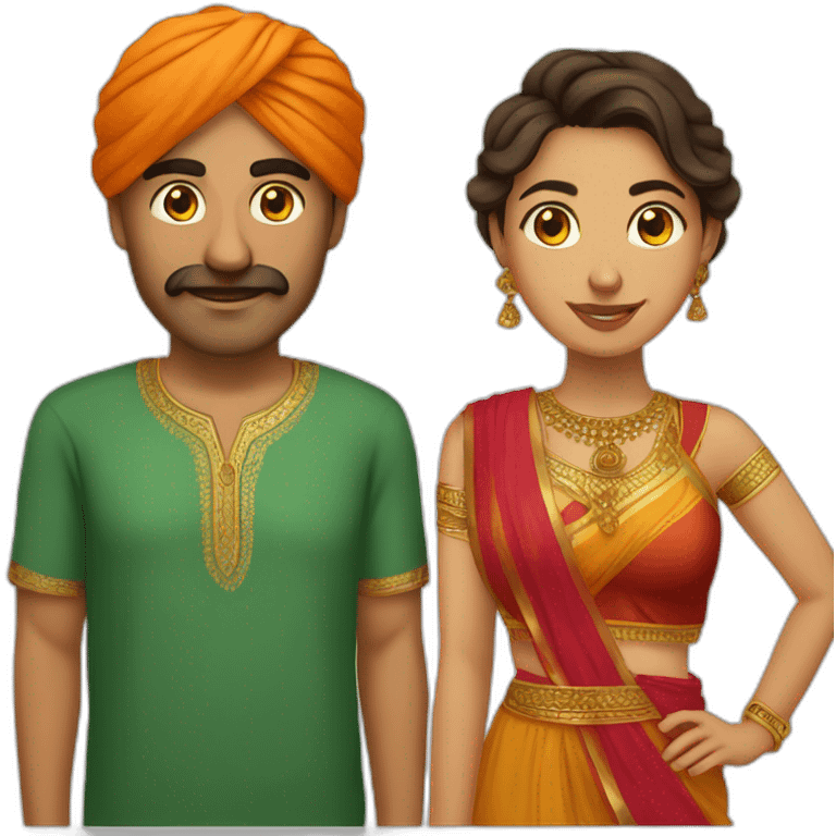 Indian man and bulgarian woman couple emoji