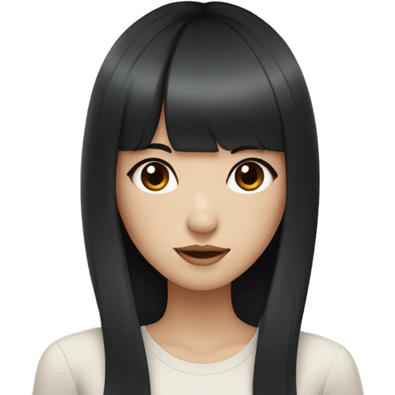 Beautiful girl,Black hair,long hair,Bang hair,Black eyes,Korean emoji