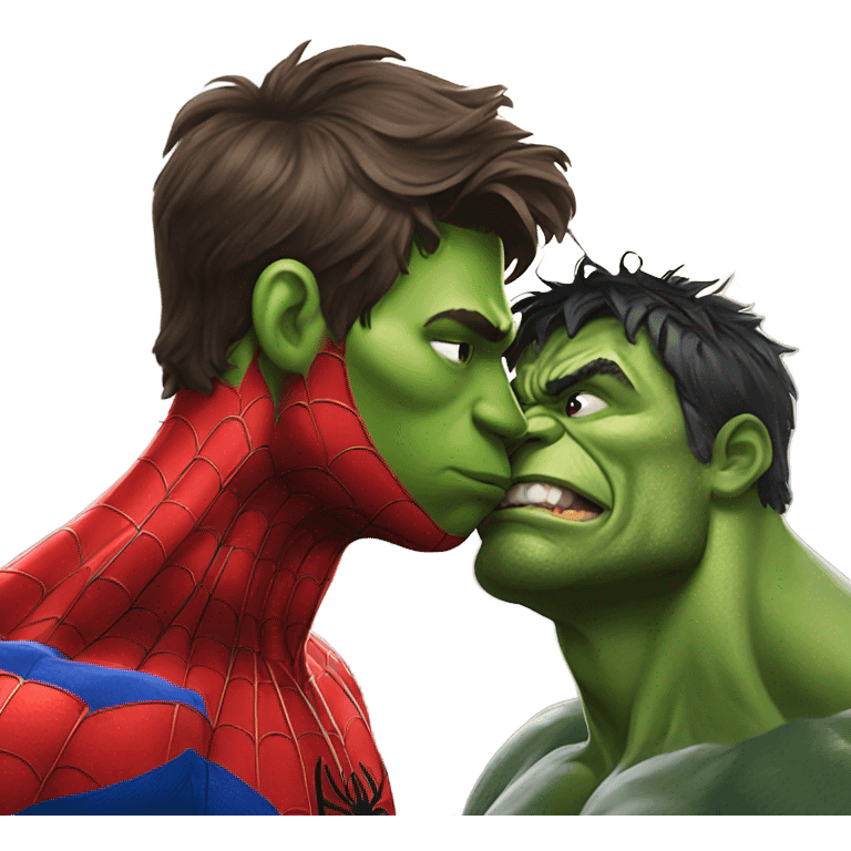 Spiderman kiss hulk emoji