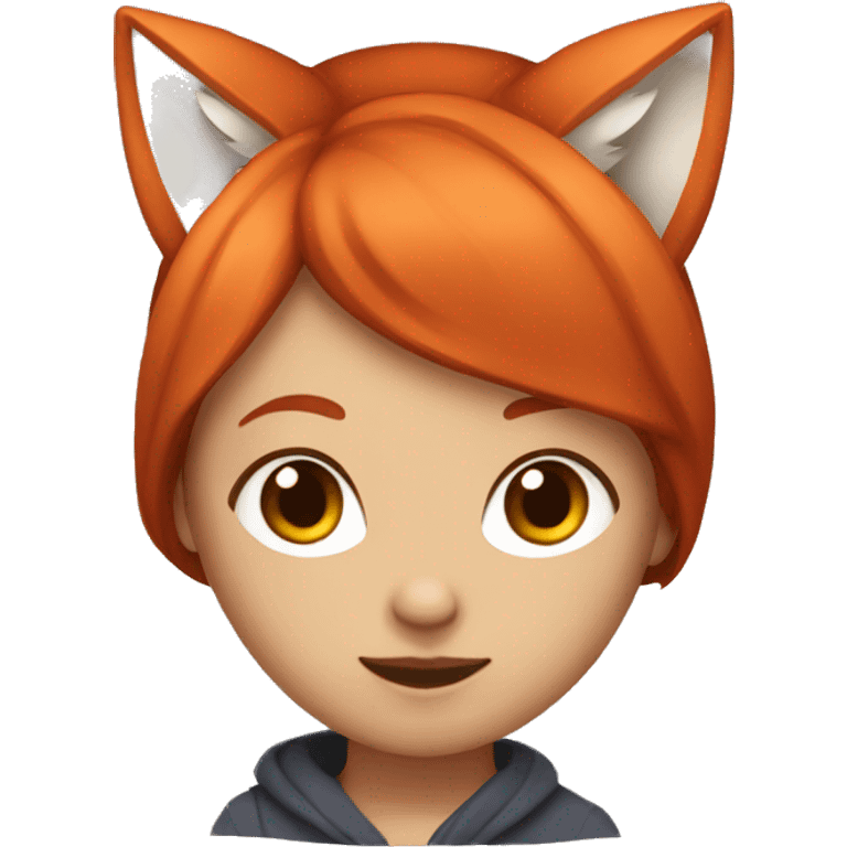 A girl with red hair with fox ears emoji