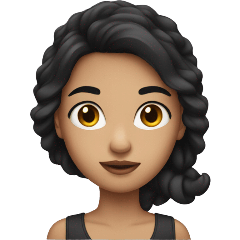 girl with black hair and brow e emoji