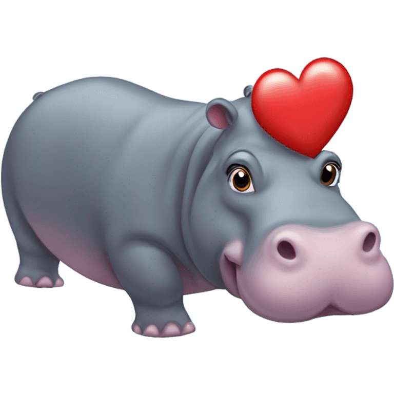 The hippo moo Deng with a heart above her head emoji