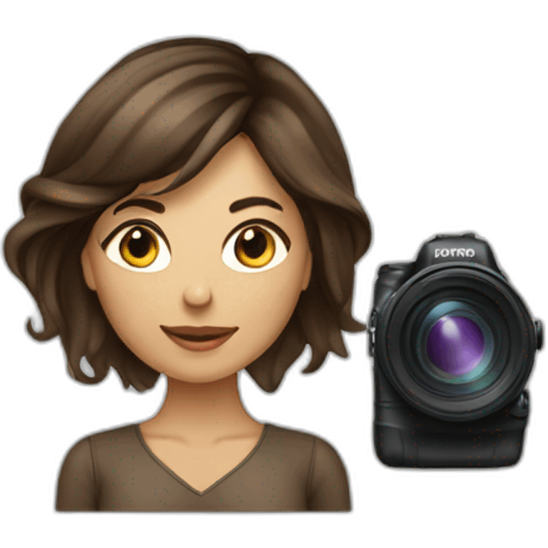 woman photographer long brune hair emoji