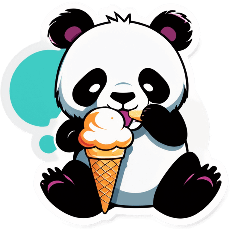 Panda eating ice cream emoji