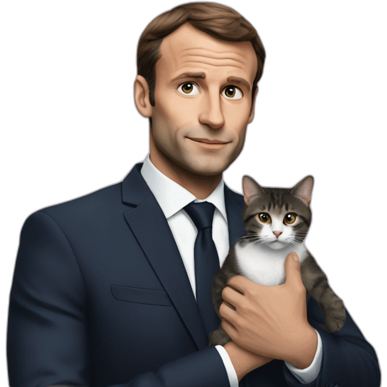 macron hold a cat emoji