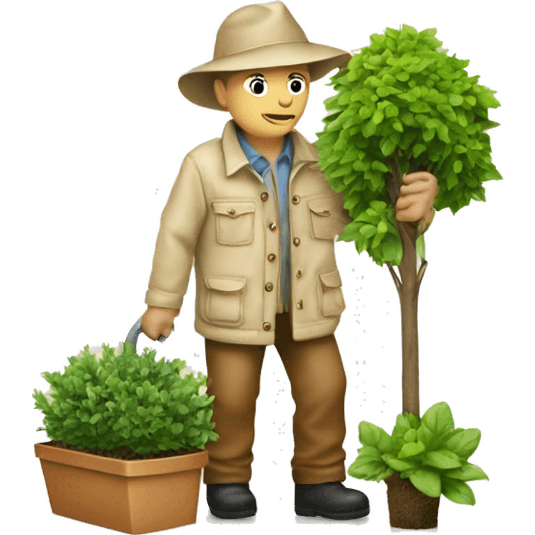 gardener beige jacket trees germany emoji