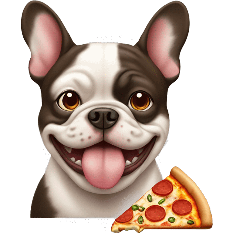 French bull dog with pizza emoji