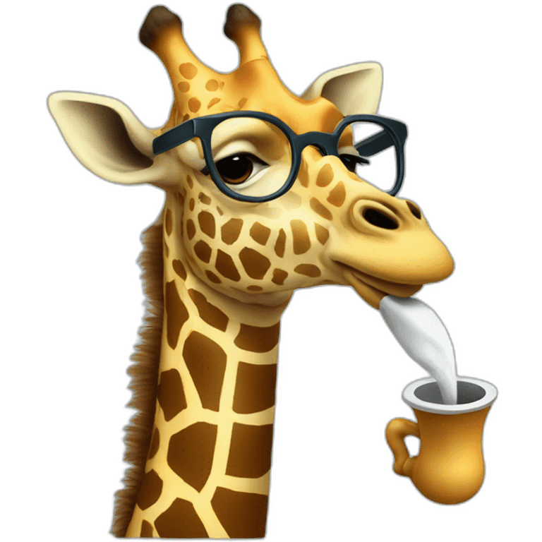 giraffe with glasses smoking a pipe emoji