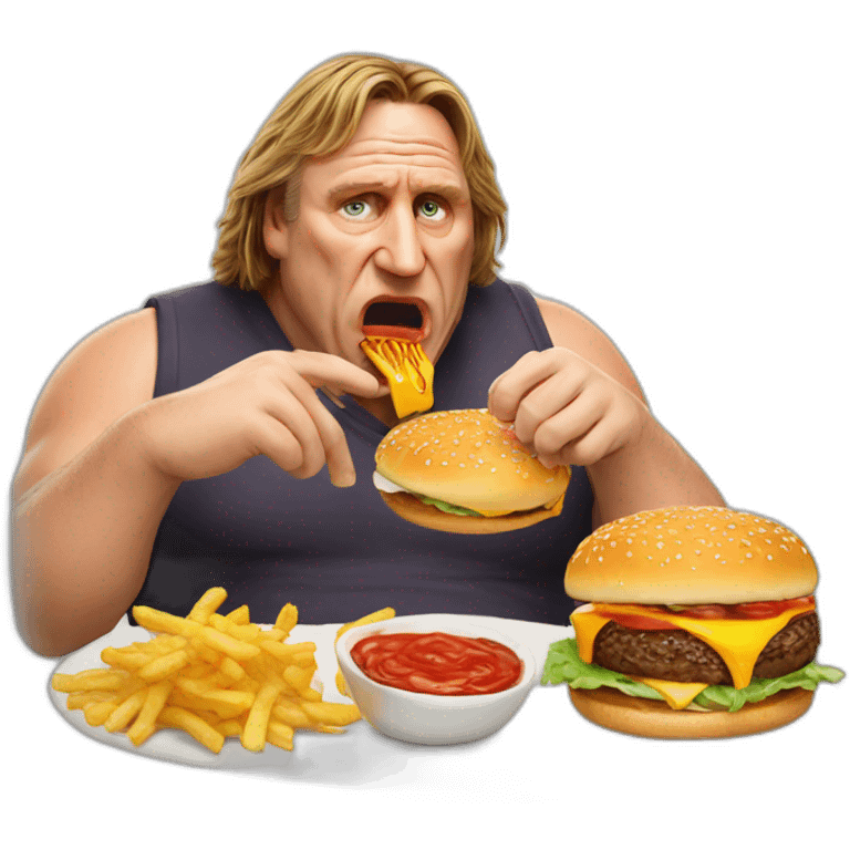 Depardieu eating a burger emoji