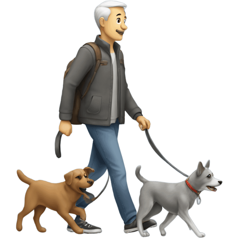 Man walking a grey dog emoji