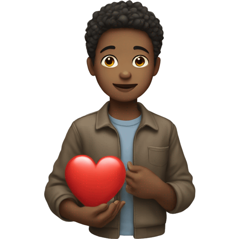 Boy with a heart in his hand emoji