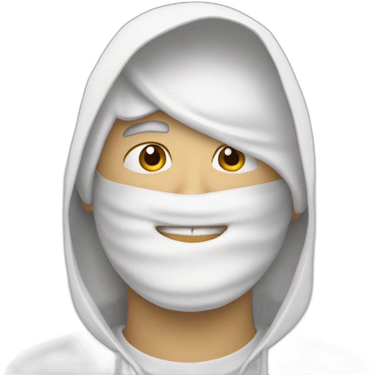 hombre de blanco con capa y mascara blanca emoji