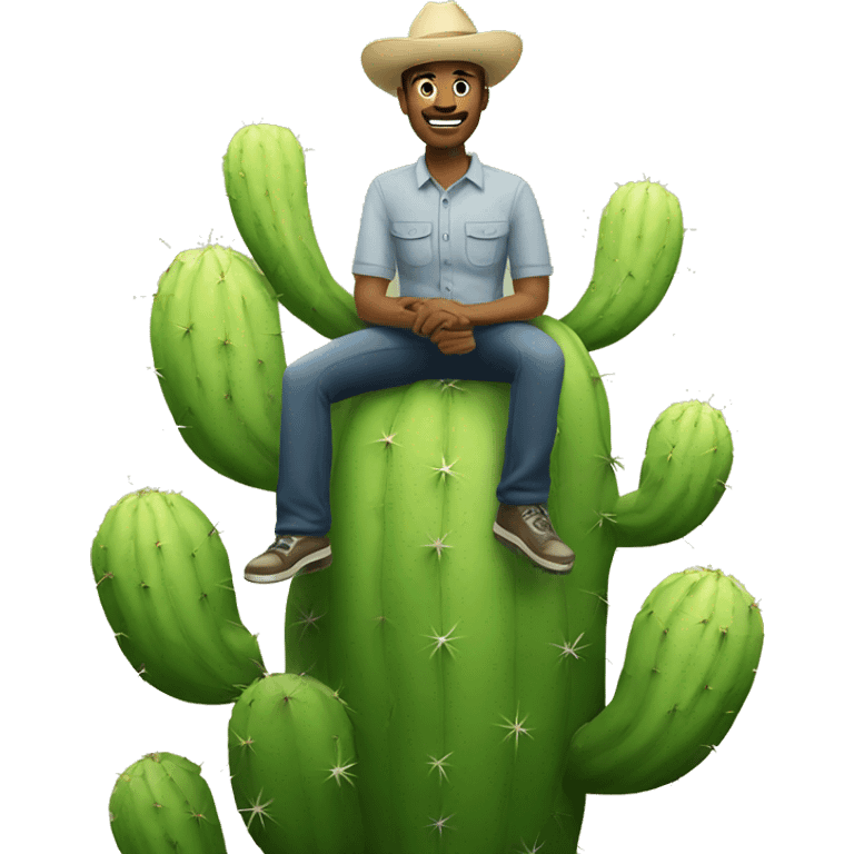 man sitting on cactus emoji