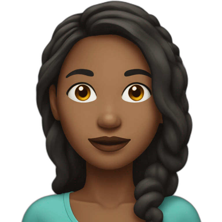 black woman with a round face and long dark hair and hoop earrings emoji