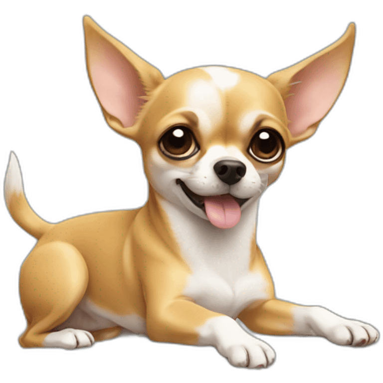 chihuahua hold in paw a huge stone emoji