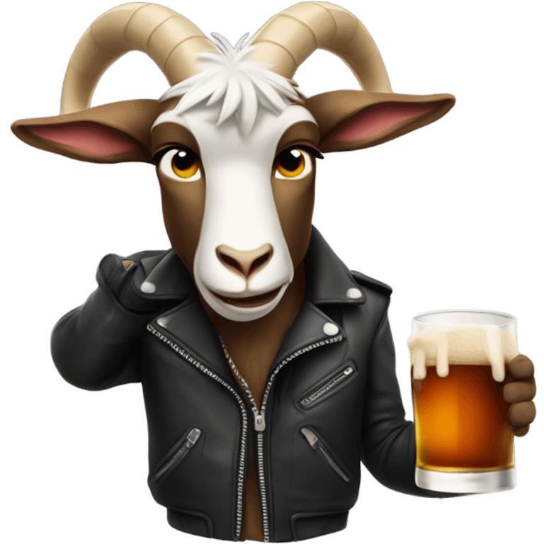 Angry Goat wearing a leather jacket sipping bourbon emoji