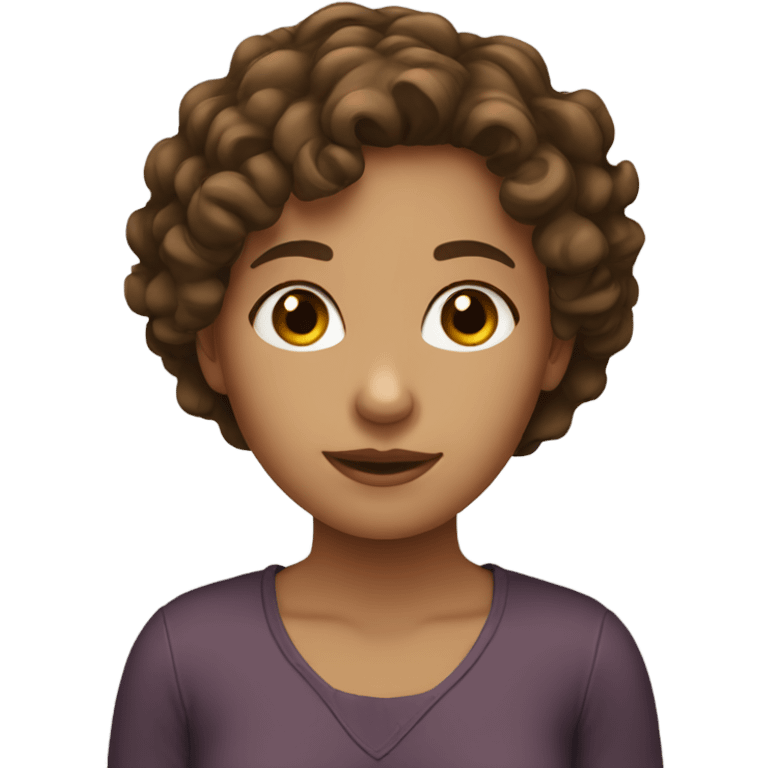 Girl with short curly brown hair emoji