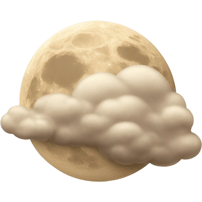 beige realistic moon and beige cloud emoji