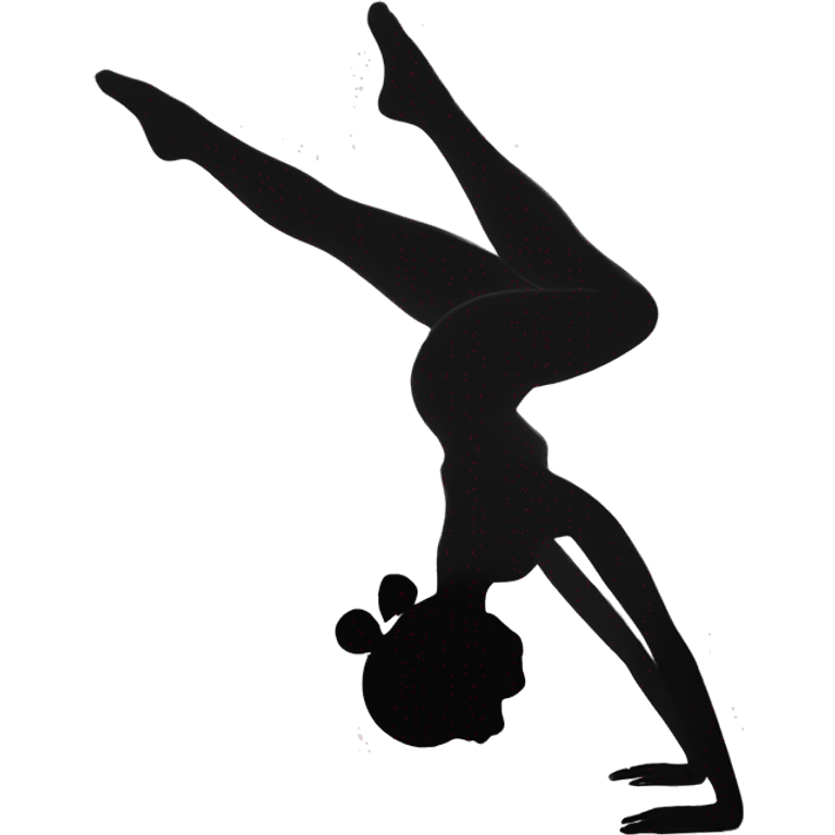 Girl with a bun doing a handstand silouette emoji