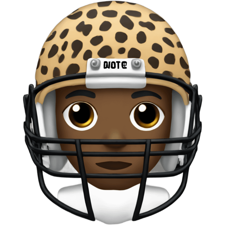 african american football player with dreads and cheetah print uniform with black bows on the front of the helmet emoji