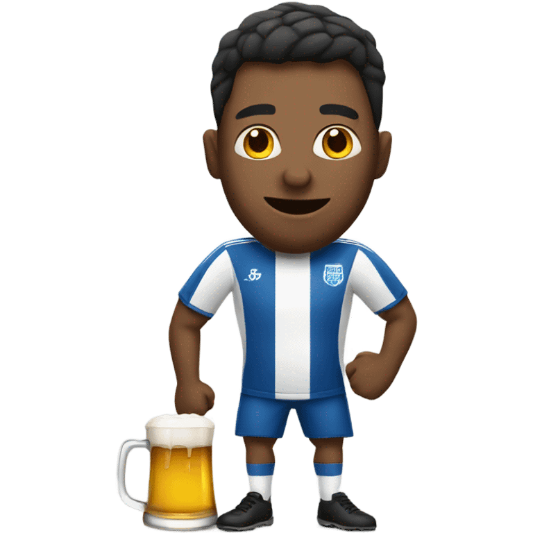 Man with beer playing soccer emoji