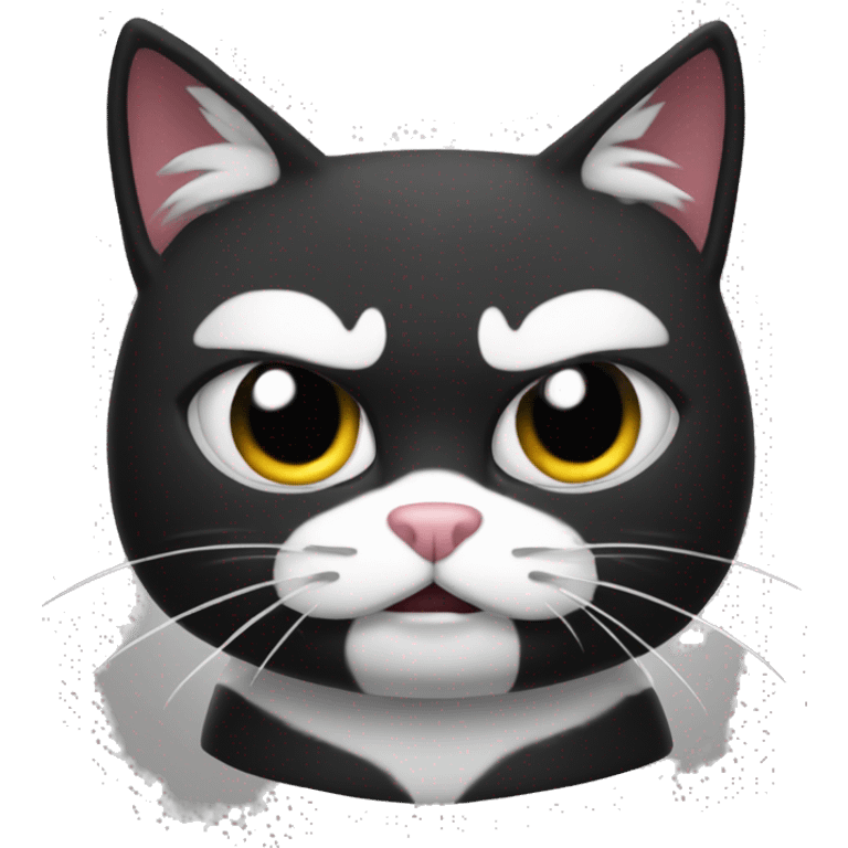 Black and white tecido cat angry emoji