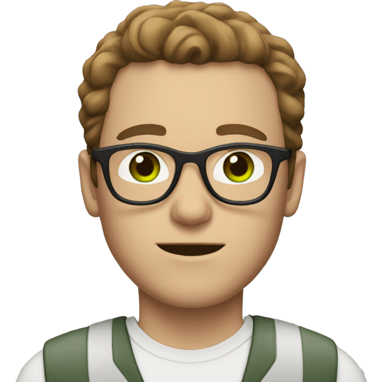 White man with brown hair with glasses and green eyes emoji