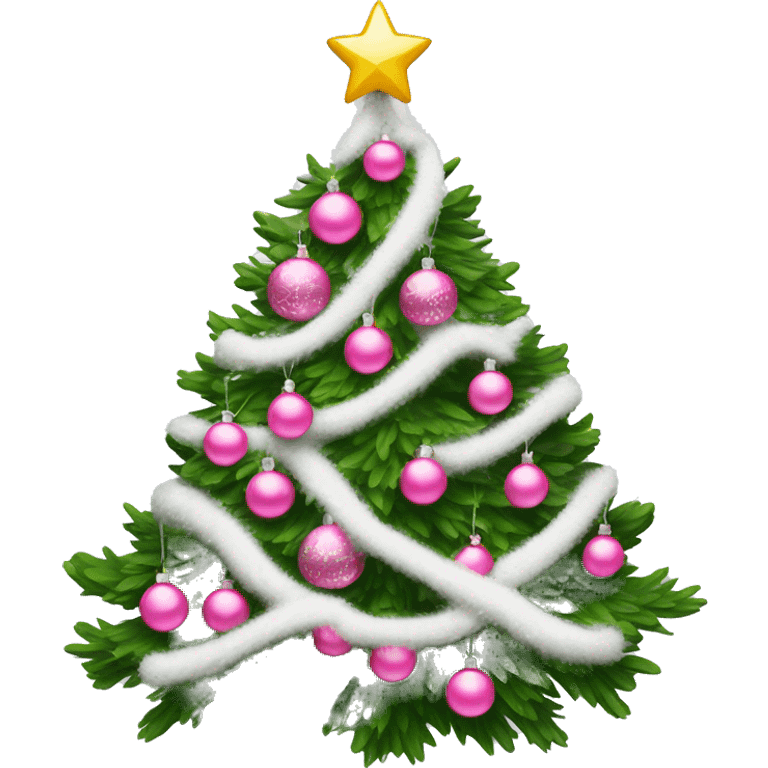 a white christmas tree with pink ornaments  emoji