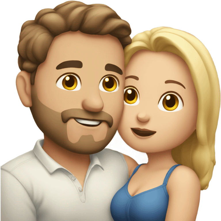 Caucasian chubby couple kissing emoji