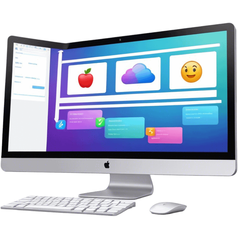 Create an emoji for animation and motion design. Show a computer monitor displaying the animation creation process, with a timeline, keyframes, and motion effects. Use modern, vibrant colors. No emojis or smiley faces. Transparent background. emoji