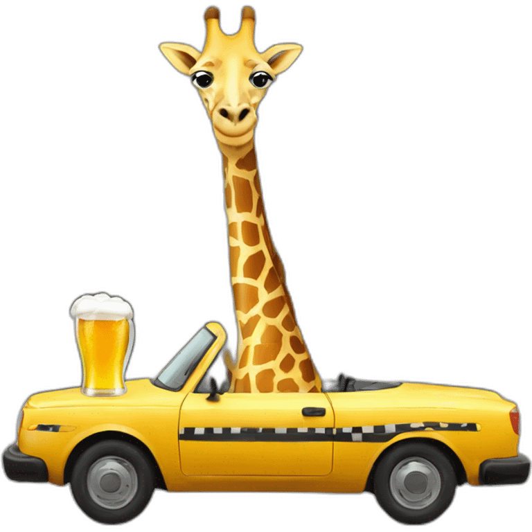 giraffe with beer in a taxi emoji