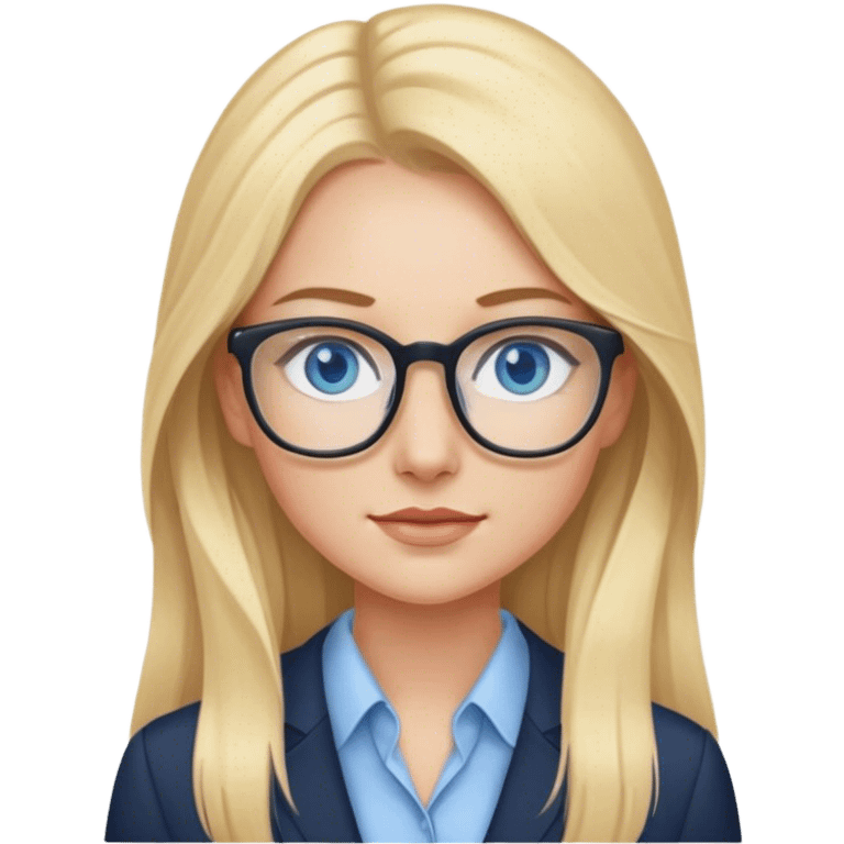 Cinematic realistic blonde with long hair and blue eyes psychologist emoji