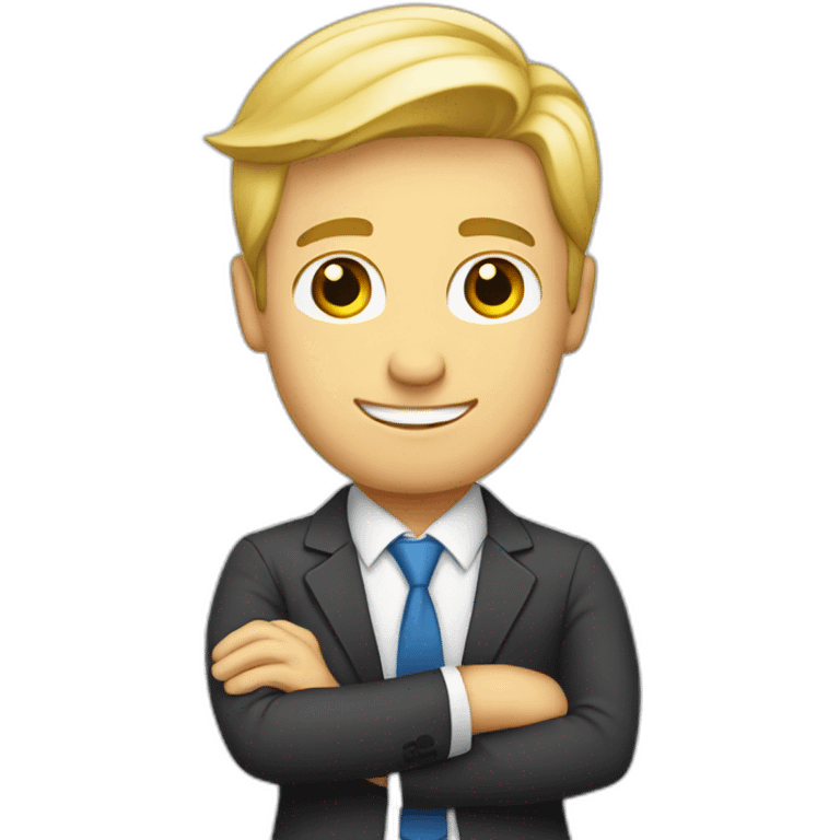 caucasian and blonde businessman crossing his arms proudly emoji