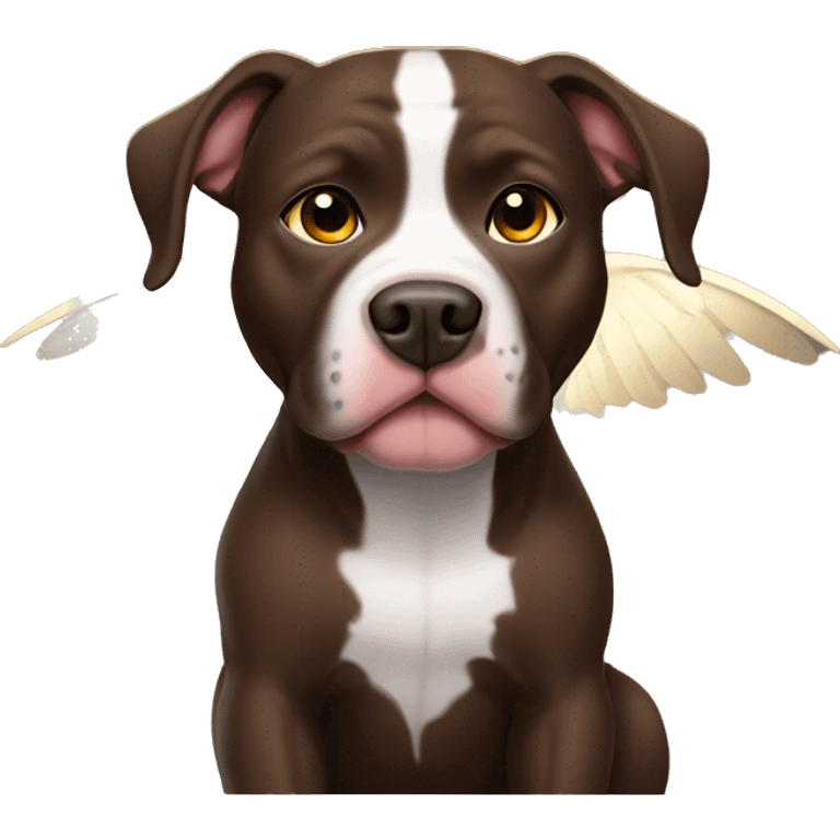 Dark brown pitbull with halo and wings emoji